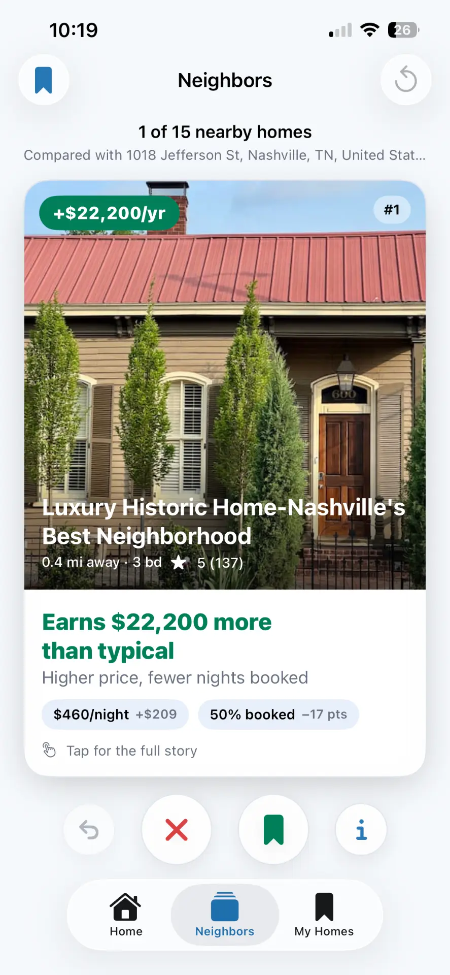 Swipe through comparable properties in STAI